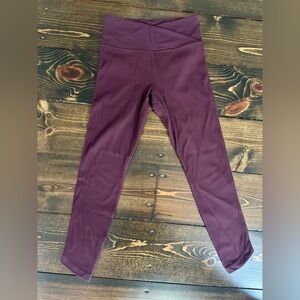 Athleta Maroon Elation Crossover Rib 7/8 Tight